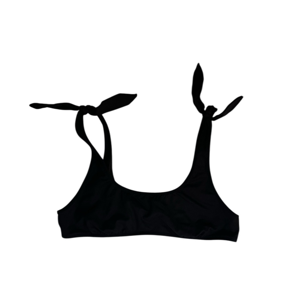 JCREW NWT Black Tie-Shoulder Bikini Top WOMENS MEDIUM